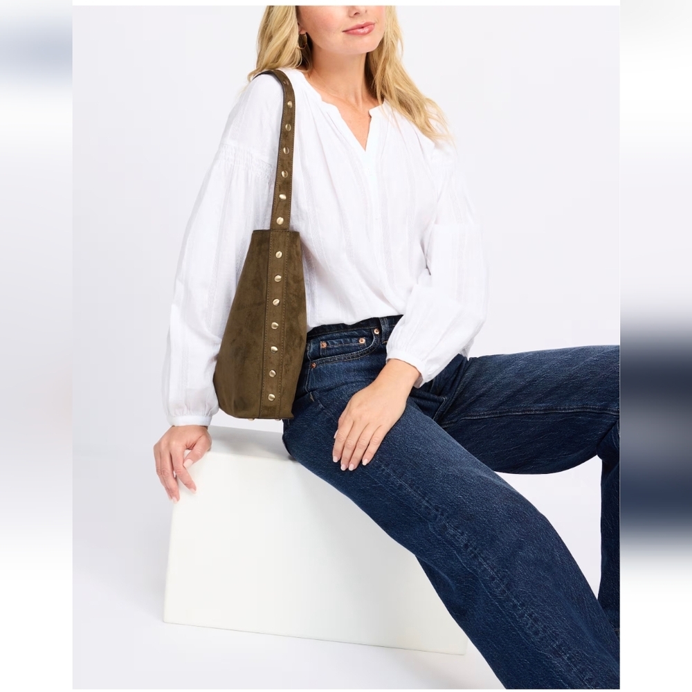 Malibu Sky Olive Studded Shoulder Bag